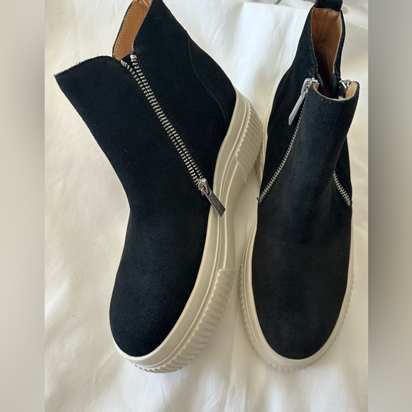 J/Slides Womens WYONA WP BlackLeather Double Zipper Ankle Boots Shoes NWT no box - Picture 4 of 10